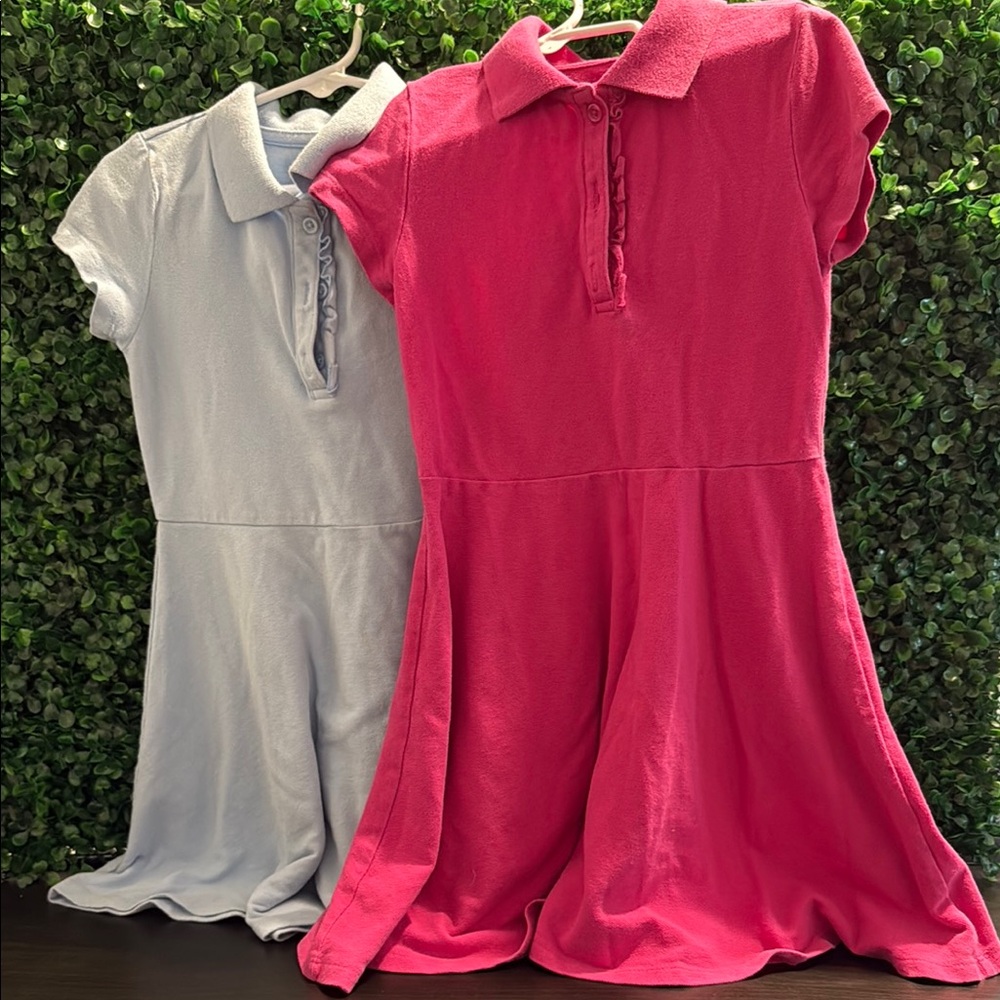 Pink and Light Blue Kids Polo Dresses (Set of 2)
